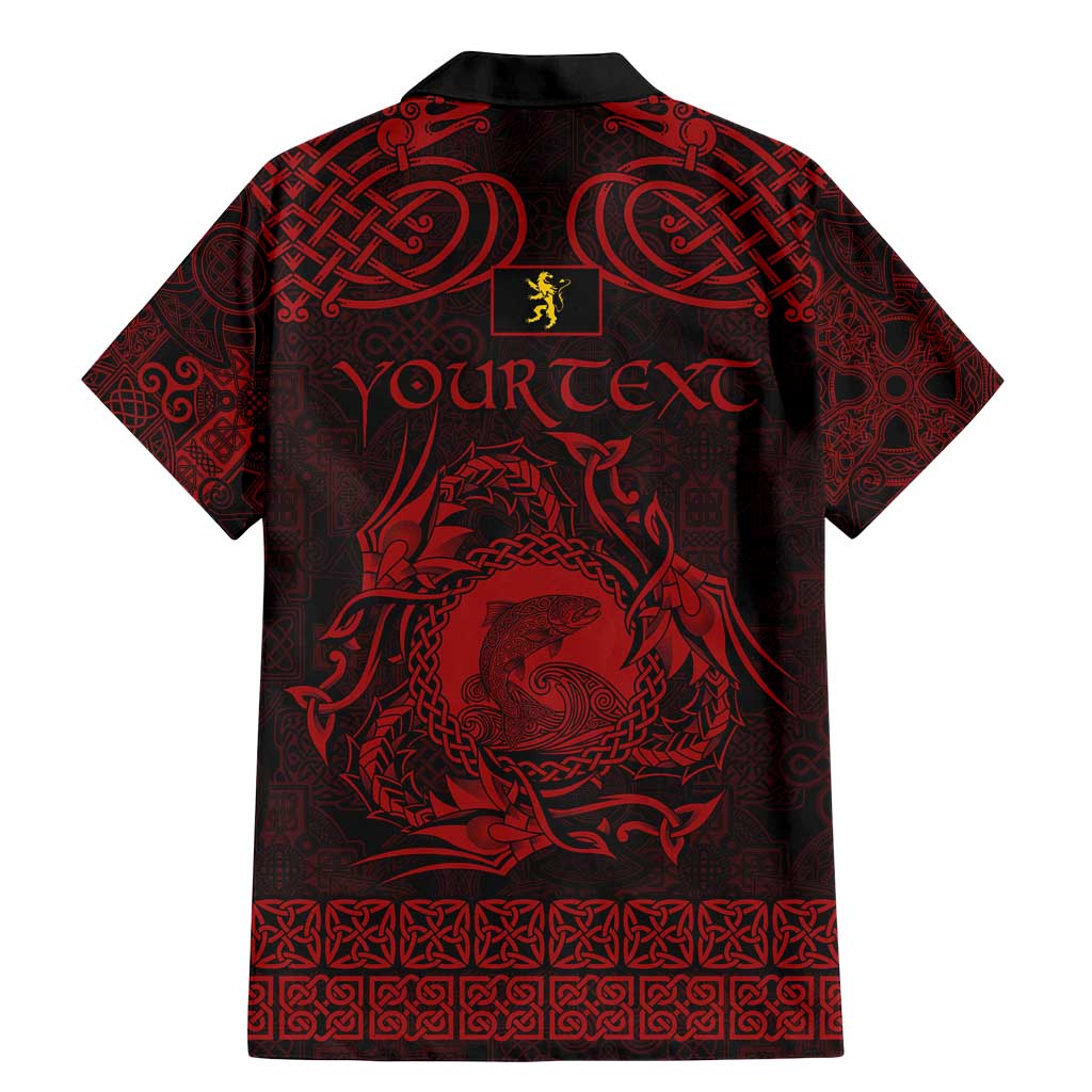 Personalized Cardiganshire Ceredigion Family Matching Mermaid Dress and Hawaiian Shirt Red Leaping Salmon Celtic-inspired - Wonder Print Shop