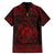 Personalized Cardiganshire Ceredigion Family Matching Off The Shoulder Long Sleeve Dress and Hawaiian Shirt Red Leaping Salmon Celtic-inspired - Wonder Print Shop