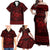 Personalized Cardiganshire Ceredigion Family Matching Off Shoulder Maxi Dress and Hawaiian Shirt Red Leaping Salmon Celtic-inspired - Wonder Print Shop