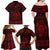 Personalized Cardiganshire Ceredigion Family Matching Off Shoulder Maxi Dress and Hawaiian Shirt Red Leaping Salmon Celtic-inspired - Wonder Print Shop