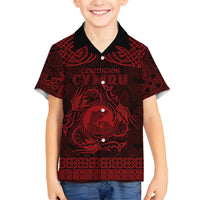 Personalized Cardiganshire Ceredigion Family Matching Off Shoulder Maxi Dress and Hawaiian Shirt Red Leaping Salmon Celtic-inspired - Wonder Print Shop
