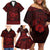 Personalized Cardiganshire Ceredigion Family Matching Off Shoulder Short Dress and Hawaiian Shirt Red Leaping Salmon Celtic-inspired - Wonder Print Shop