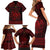 Personalized Cardiganshire Ceredigion Family Matching Short Sleeve Bodycon Dress and Hawaiian Shirt Red Leaping Salmon Celtic-inspired - Wonder Print Shop