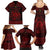 Personalized Cardiganshire Ceredigion Family Matching Summer Maxi Dress and Hawaiian Shirt Red Leaping Salmon Celtic-inspired - Wonder Print Shop