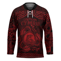 Personalized Cardiganshire Ceredigion Hockey Jersey Red Leaping Salmon Celtic-inspired - Wonder Print Shop
