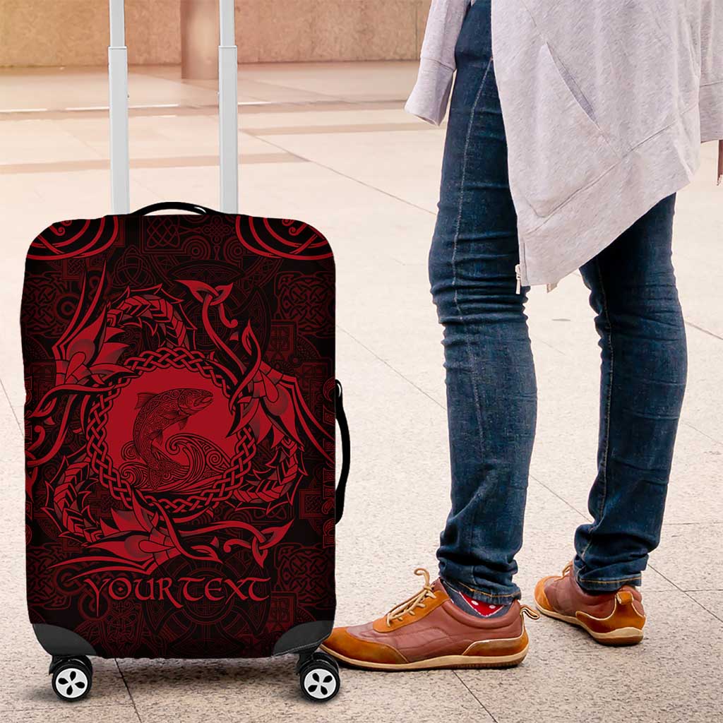 Personalized Cardiganshire Ceredigion Luggage Cover Red Leaping Salmon Celtic-inspired - Wonder Print Shop