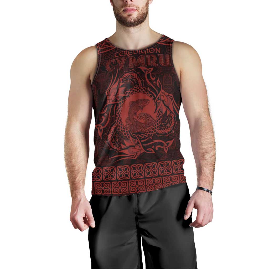 Personalized Cardiganshire Ceredigion Men Tank Top Red Leaping Salmon Celtic-inspired - Wonder Print Shop
