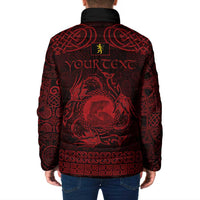 Personalized Cardiganshire Ceredigion Padded Jacket Red Leaping Salmon Celtic-inspired - Wonder Print Shop