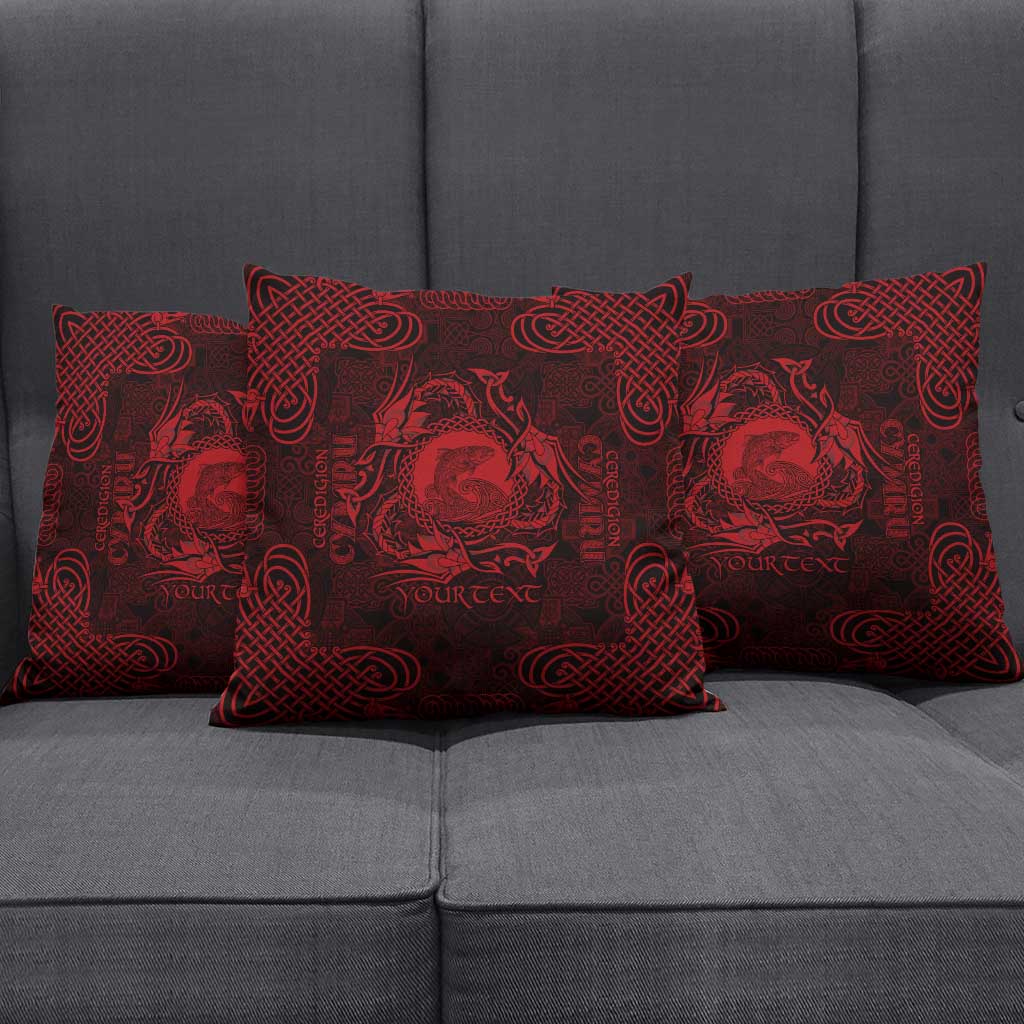 Personalized Cardiganshire Ceredigion Pillow Cover Red Leaping Salmon Celtic-inspired - Wonder Print Shop