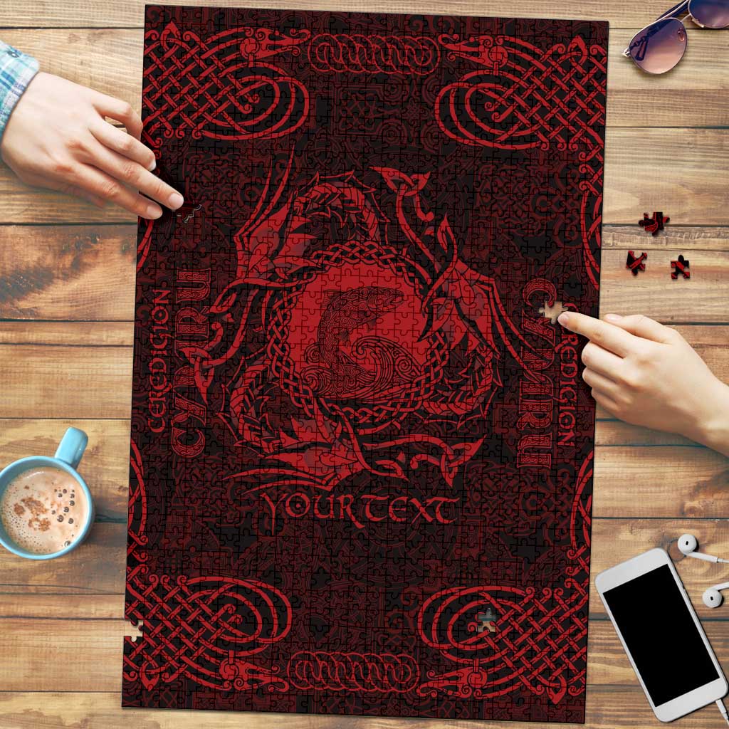 Personalized Cardiganshire Ceredigion Puzzle Red Leaping Salmon Celtic-inspired - Wonder Print Shop
