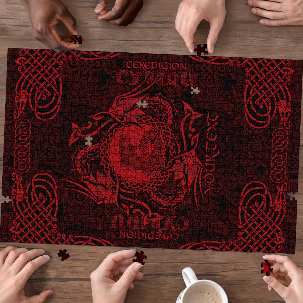 Personalized Cardiganshire Ceredigion Puzzle Red Leaping Salmon Celtic-inspired - Wonder Print Shop