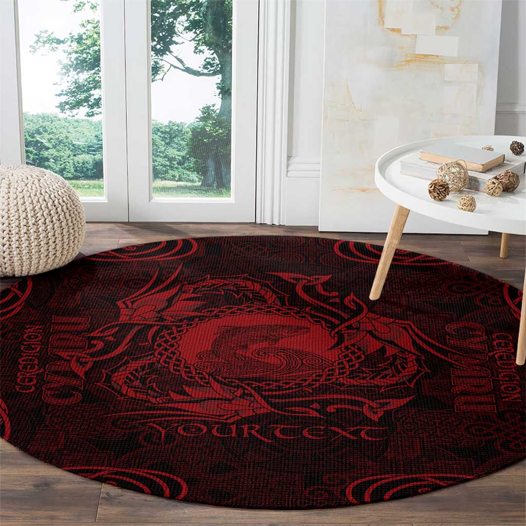 Personalized Cardiganshire Ceredigion Round Carpet Red Leaping Salmon Celtic-inspired - Wonder Print Shop