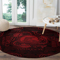 Personalized Cardiganshire Ceredigion Round Carpet Red Leaping Salmon Celtic-inspired - Wonder Print Shop