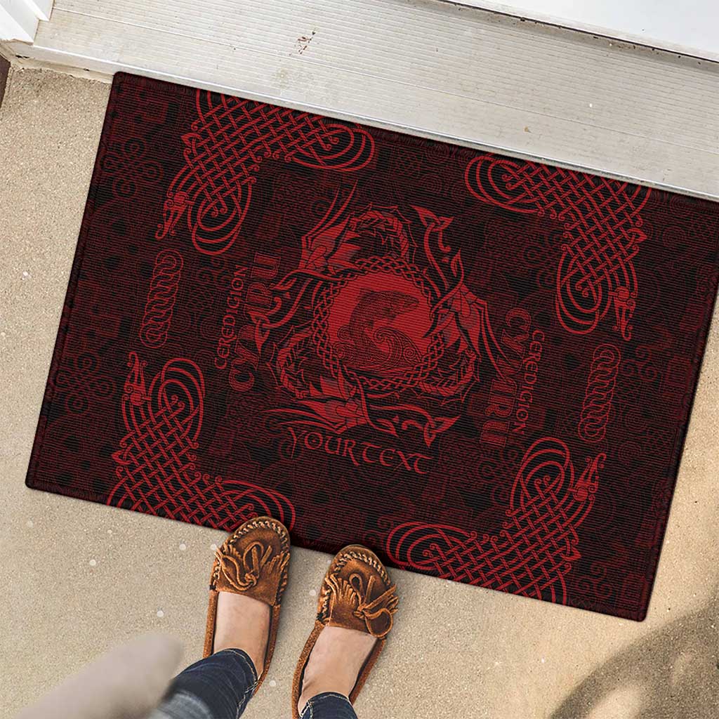Personalized Cardiganshire Ceredigion Rubber Doormat Red Leaping Salmon Celtic-inspired - Wonder Print Shop