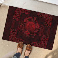 Personalized Cardiganshire Ceredigion Rubber Doormat Red Leaping Salmon Celtic-inspired - Wonder Print Shop