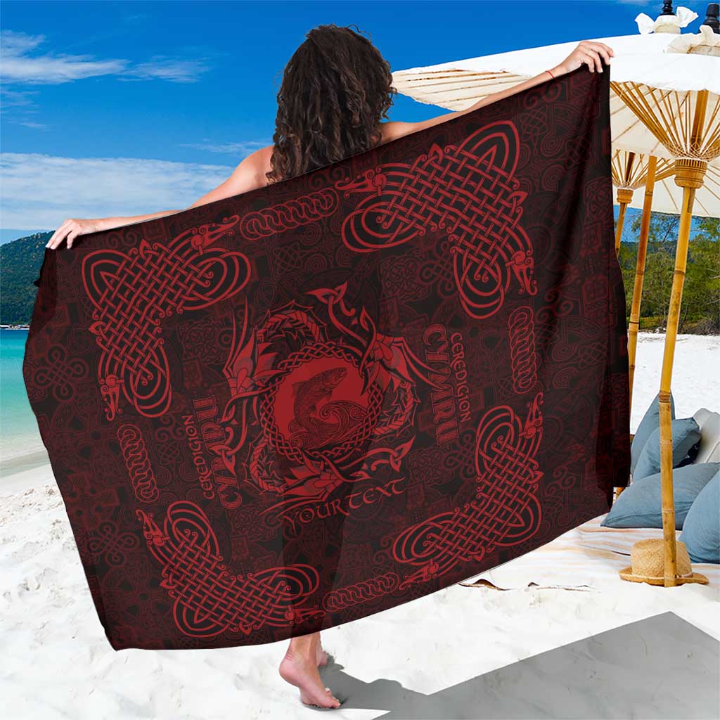 Personalized Cardiganshire Ceredigion Sarong Red Leaping Salmon Celtic-inspired - Wonder Print Shop