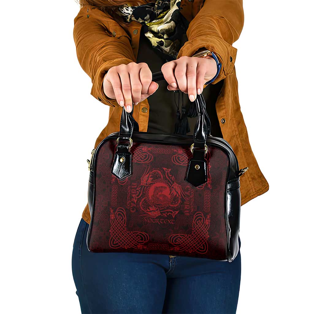 Personalized Cardiganshire Ceredigion Shoulder Handbag Red Leaping Salmon Celtic-inspired - Wonder Print Shop