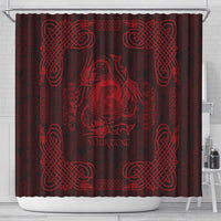 Personalized Cardiganshire Ceredigion Shower Curtain Red Leaping Salmon Celtic-inspired - Wonder Print Shop