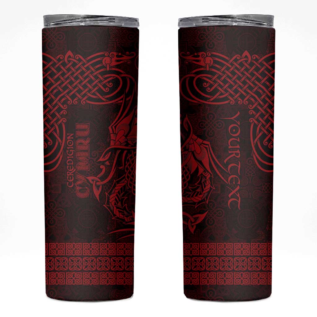 Personalized Cardiganshire Ceredigion Skinny Tumbler Red Leaping Salmon Celtic-inspired - Wonder Print Shop