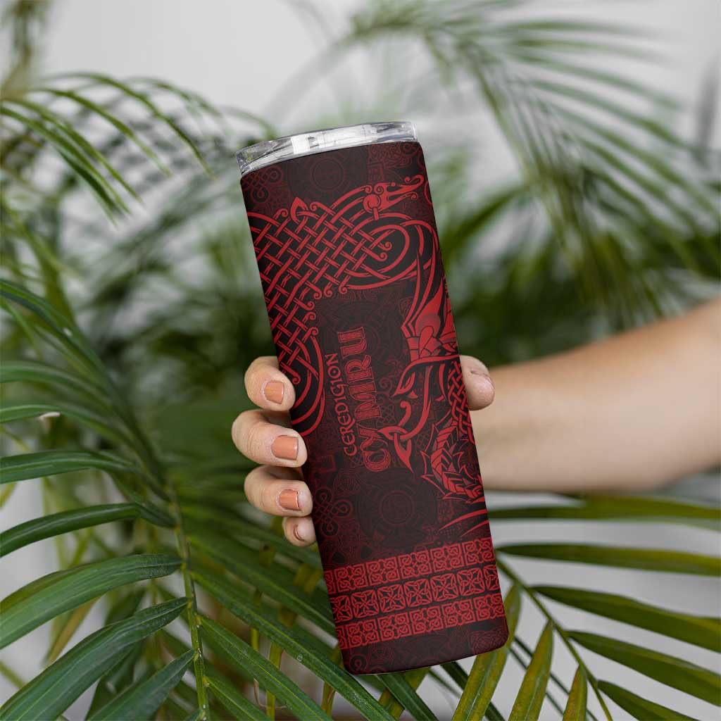 Personalized Cardiganshire Ceredigion Skinny Tumbler Red Leaping Salmon Celtic-inspired - Wonder Print Shop