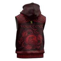 Personalized Cardiganshire Ceredigion Sleeveless Hoodie Red Leaping Salmon Celtic-inspired - Wonder Print Shop