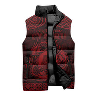 Personalized Cardiganshire Ceredigion Sleeveless Puffer Jacket Red Leaping Salmon Celtic-inspired - Wonder Print Shop