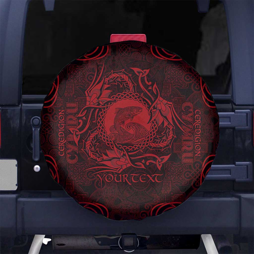 Personalized Cardiganshire Ceredigion Spare Tire Cover Red Leaping Salmon Celtic-inspired - Wonder Print Shop