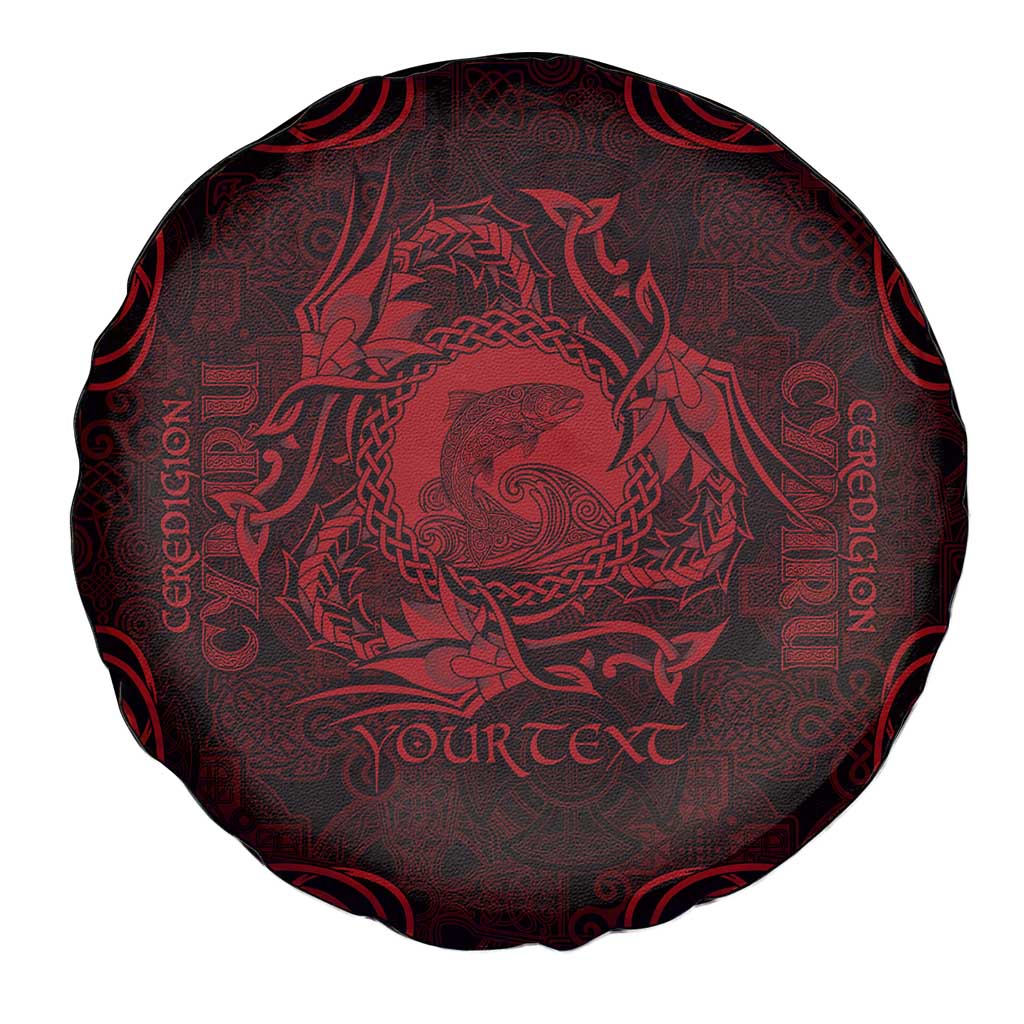 Personalized Cardiganshire Ceredigion Spare Tire Cover Red Leaping Salmon Celtic-inspired - Wonder Print Shop