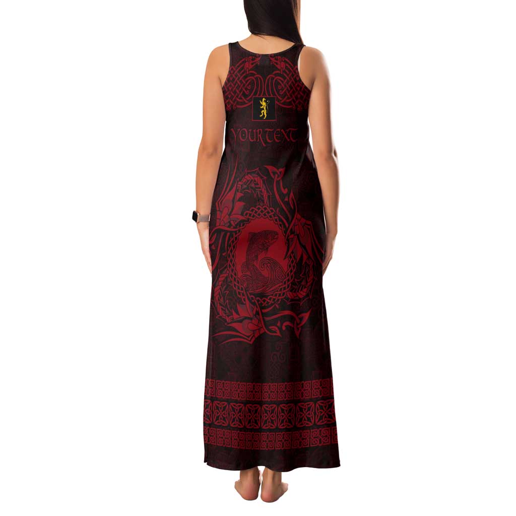 Personalized Cardiganshire Ceredigion Tank Maxi Dress Red Leaping Salmon Celtic-inspired - Wonder Print Shop
