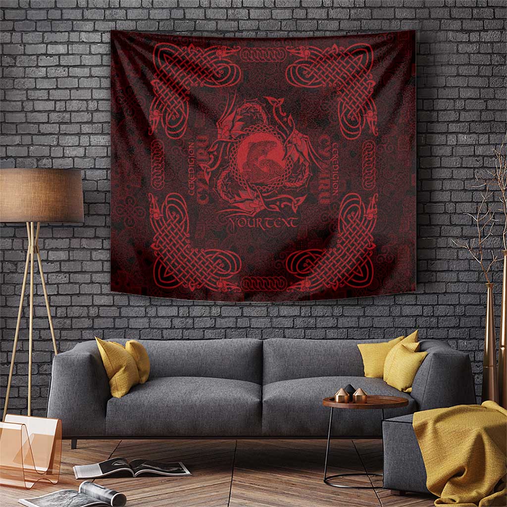 Personalized Cardiganshire Ceredigion Tapestry Red Leaping Salmon Celtic-inspired - Wonder Print Shop