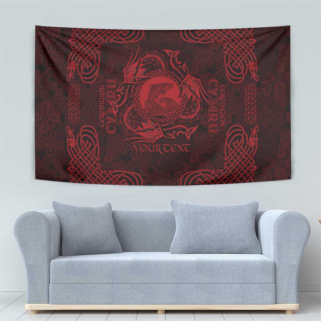 Personalized Cardiganshire Ceredigion Tapestry Red Leaping Salmon Celtic-inspired - Wonder Print Shop