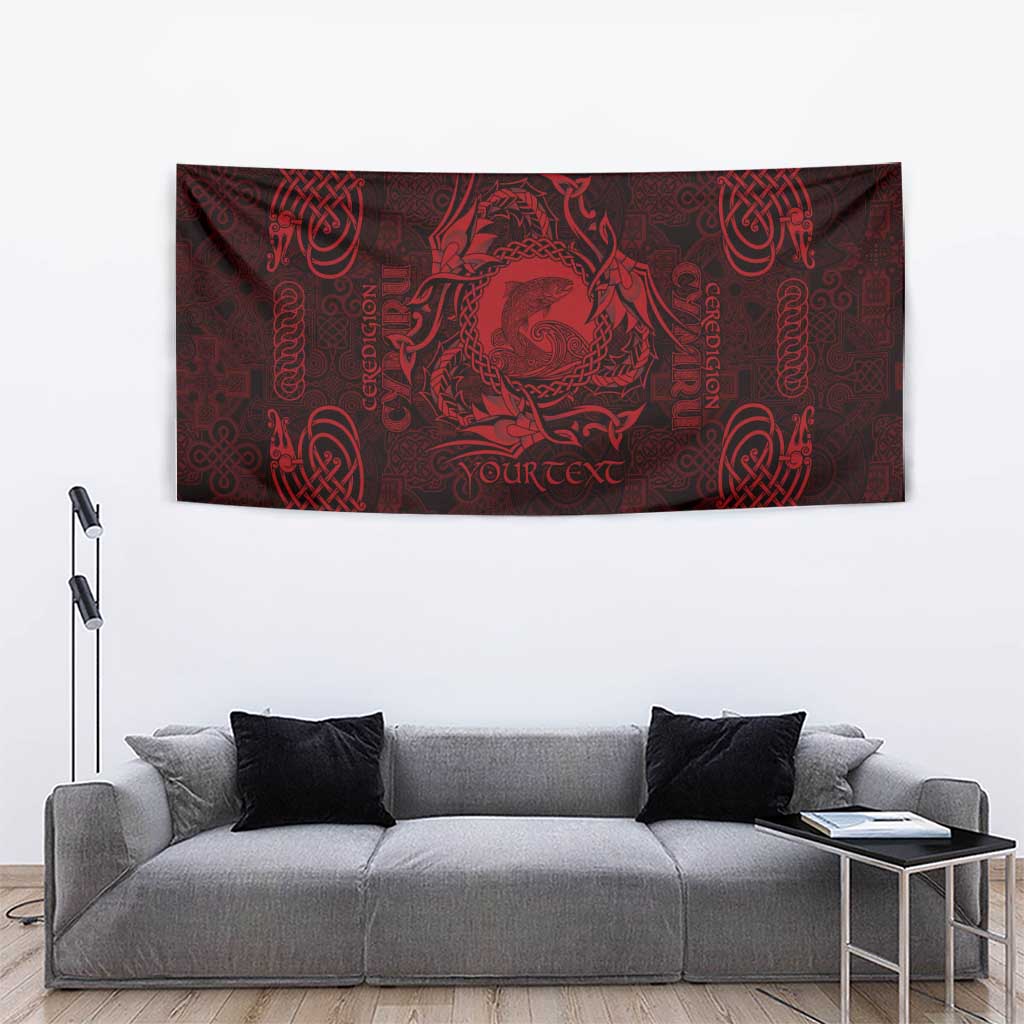 Personalized Cardiganshire Ceredigion Tapestry Red Leaping Salmon Celtic-inspired - Wonder Print Shop