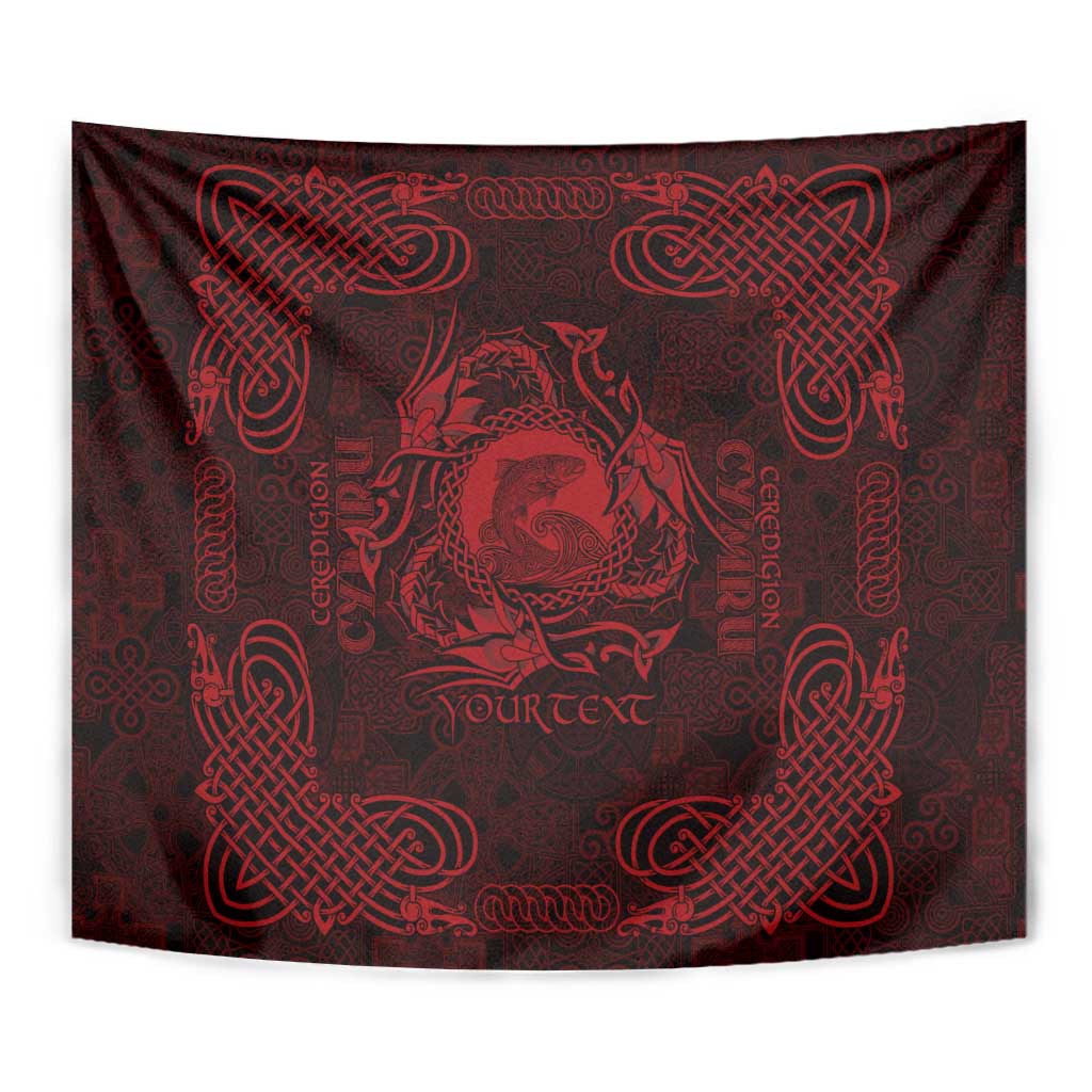 Personalized Cardiganshire Ceredigion Tapestry Red Leaping Salmon Celtic-inspired - Wonder Print Shop