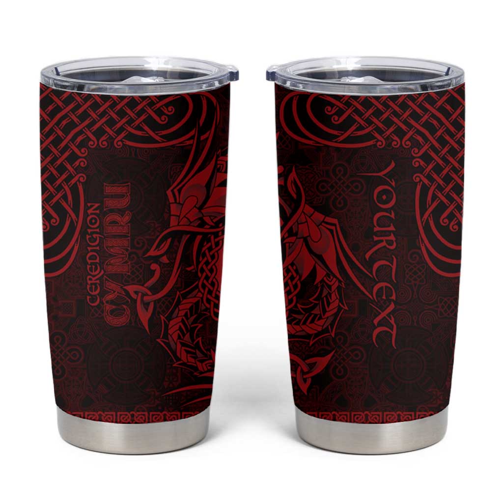 Personalized Cardiganshire Ceredigion Tumbler Cup Red Leaping Salmon Celtic-inspired - Wonder Print Shop