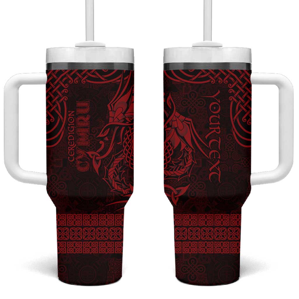 Personalized Cardiganshire Ceredigion Tumbler With Handle Red Leaping Salmon Celtic-inspired - Wonder Print Shop