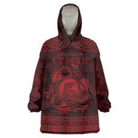 Personalized Cardiganshire Ceredigion Wearable Blanket Hoodie Red Leaping Salmon Celtic-inspired - Wonder Print Shop