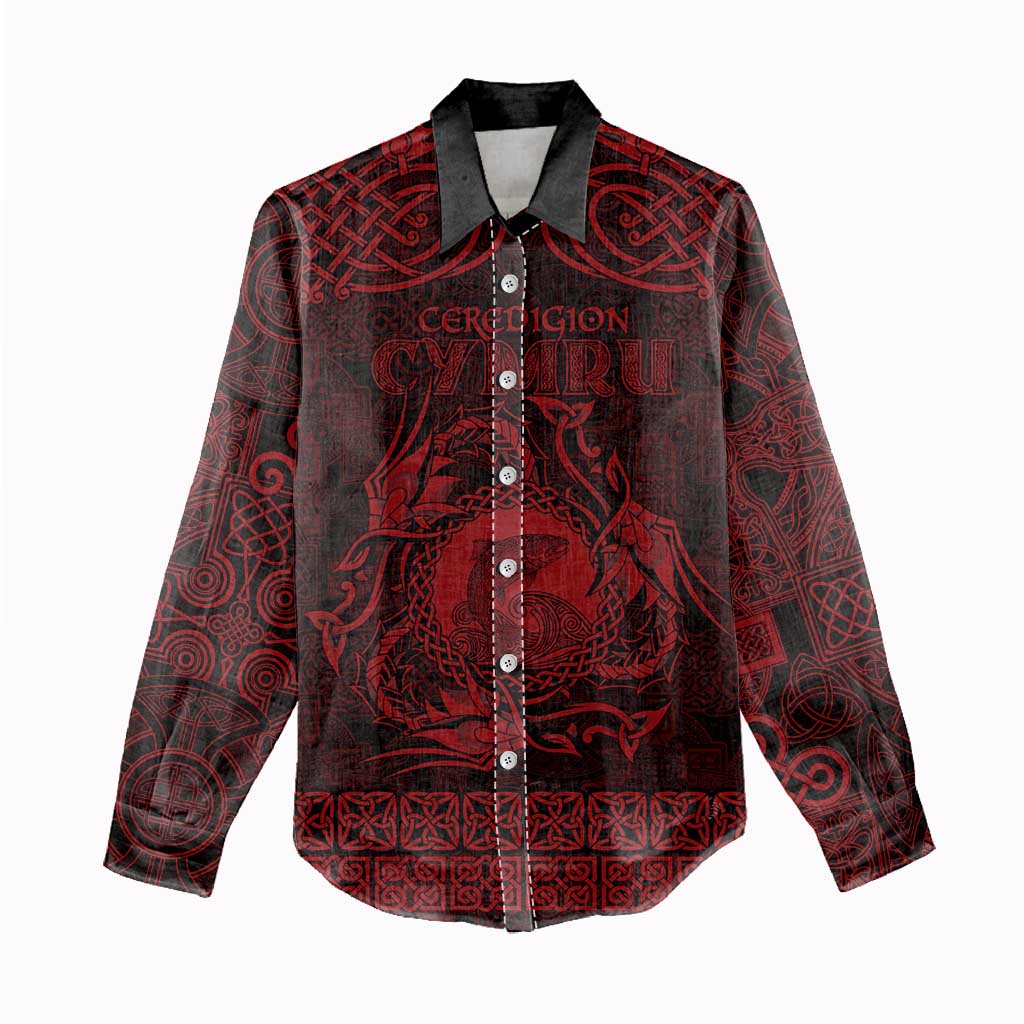 Personalized Cardiganshire Ceredigion Women Casual Shirt Red Leaping Salmon Celtic-inspired - Wonder Print Shop