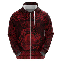 Personalized Cardiganshire Ceredigion Zip Hoodie Red Leaping Salmon Celtic-inspired - Wonder Print Shop