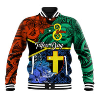 Tafea Day Baseball Jacket Vanuatu Sand Drawing With Polynesian Pattern LT9 - Wonder Print Shop