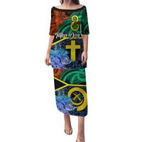 Tafea Day Puletasi Vanuatu Sand Drawing With Polynesian Pattern - Wonder Print Shop