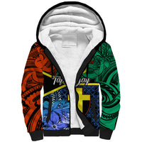 Tafea Day Sherpa Hoodie Vanuatu Sand Drawing With Polynesian Pattern - Wonder Print Shop