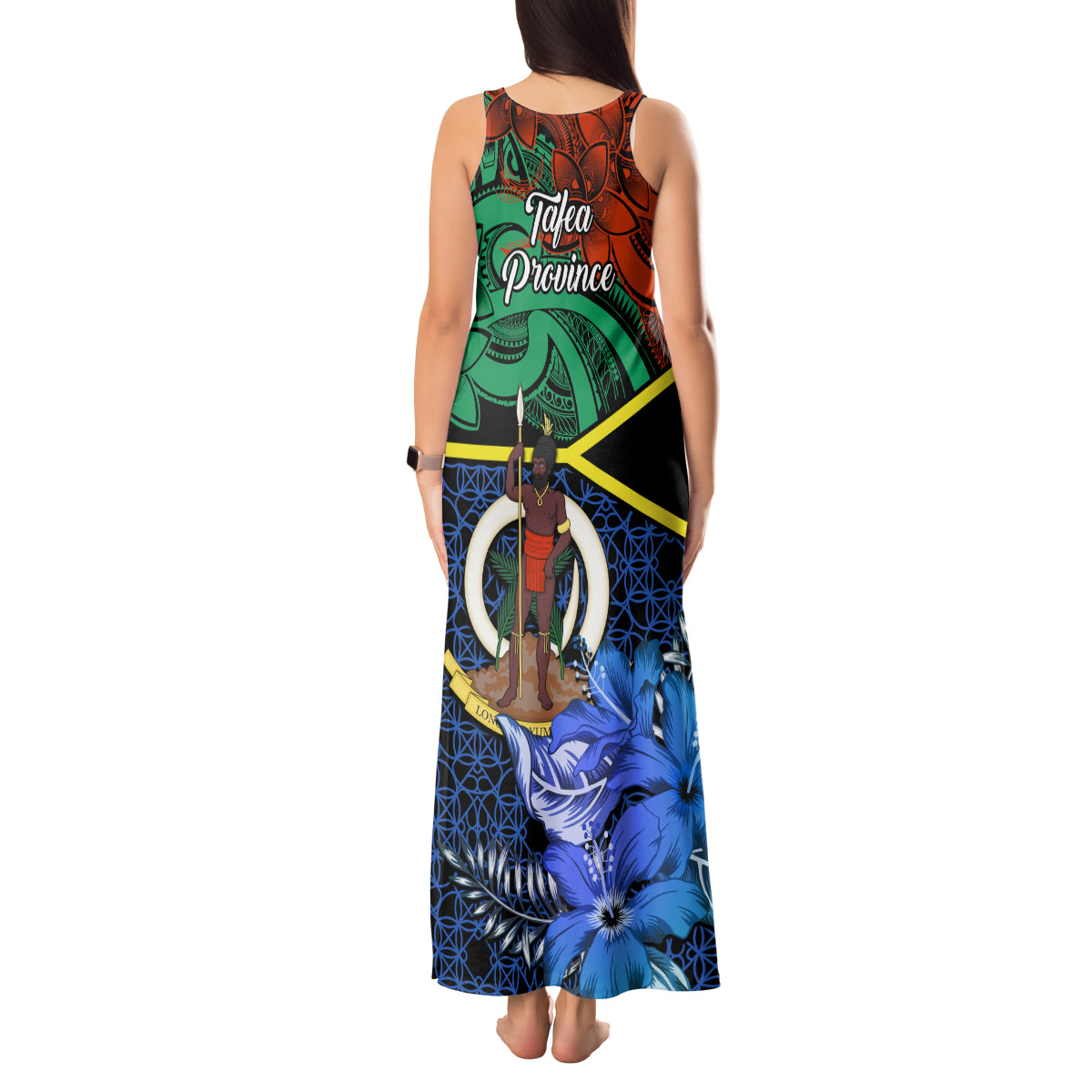 Tafea Day Tank Maxi Dress Vanuatu Sand Drawing With Polynesian Pattern - Wonder Print Shop