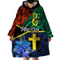 Tafea Day Wearable Blanket Hoodie Vanuatu Sand Drawing With Polynesian Pattern - Wonder Print Shop