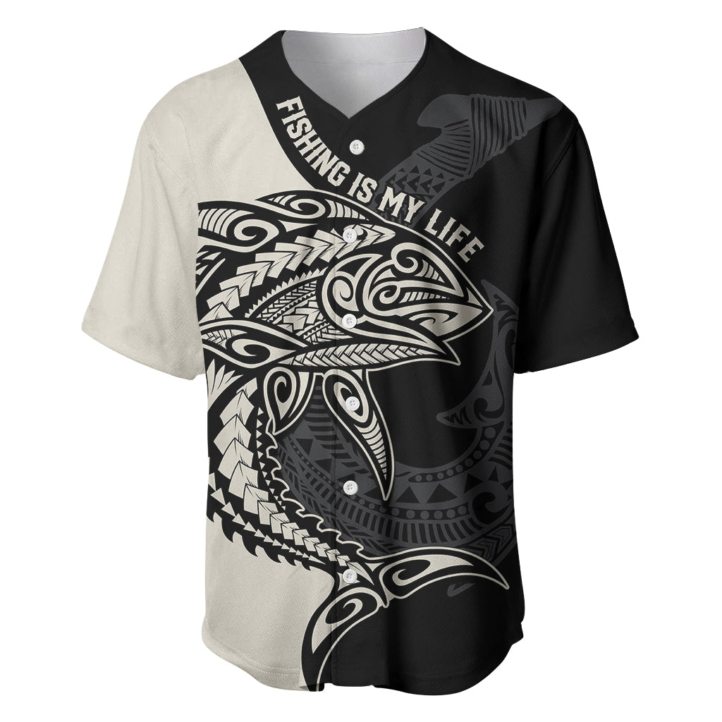Personalised Polynesia Fishing Baseball Jersey With Maori Hei Matau Fish Hook Gold Art LT9 - Wonder Print Shop
