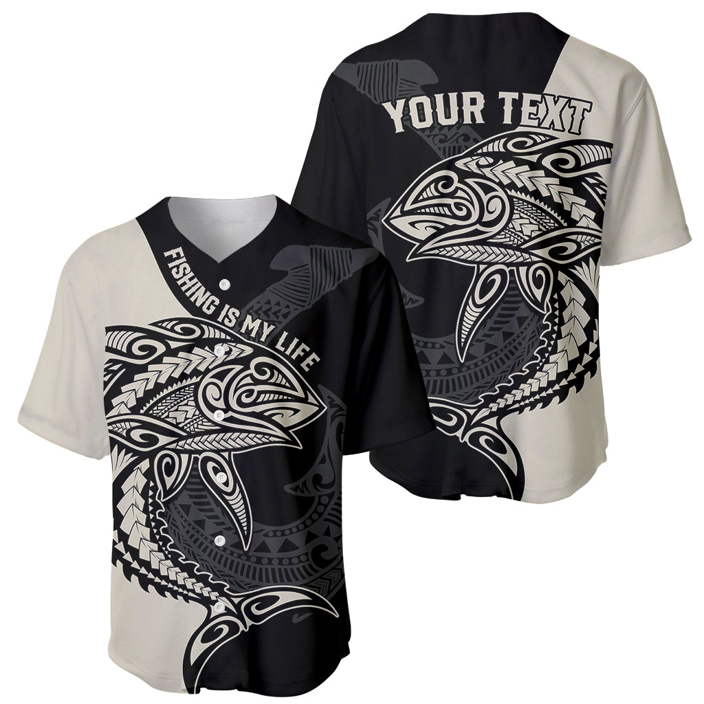 Personalised Polynesia Fishing Baseball Jersey With Maori Hei Matau Fish Hook Gold Art LT9 - Wonder Print Shop