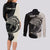 Personalised Polynesia Fishing Couples Matching Long Sleeve Bodycon Dress and Long Sleeve Button Shirts With Maori Hei Matau Fish Hook Gold Art LT9 - Wonder Print Shop