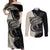Personalised Polynesia Fishing Couples Matching Off Shoulder Maxi Dress and Long Sleeve Button Shirts With Maori Hei Matau Fish Hook Gold Art LT9 - Wonder Print Shop