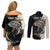 Personalised Polynesia Fishing Couples Matching Off Shoulder Short Dress and Long Sleeve Button Shirts With Maori Hei Matau Fish Hook Gold Art LT9 - Wonder Print Shop