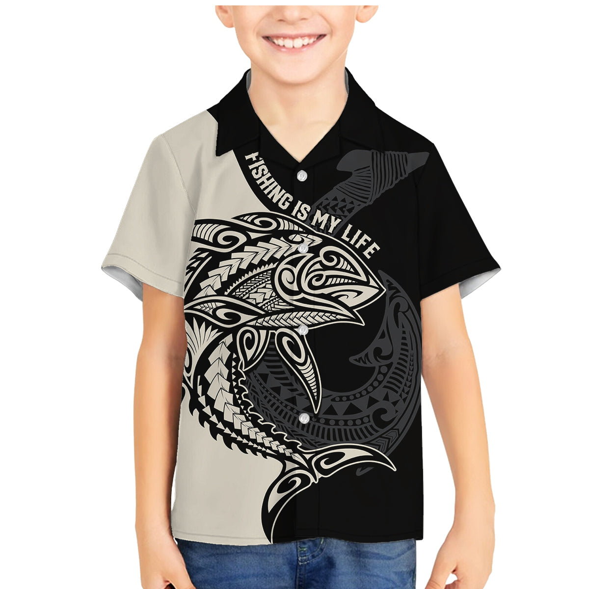 Personalised Polynesia Fishing Family Matching Mermaid Dress and Hawaiian Shirt With Maori Hei Matau Fish Hook Gold Art LT9 - Wonder Print Shop