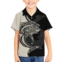 Personalised Polynesia Fishing Family Matching Off Shoulder Maxi Dress and Hawaiian Shirt With Maori Hei Matau Fish Hook Gold Art LT9 - Wonder Print Shop